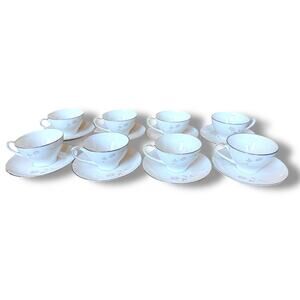 Noritake China Pasadena 6311 Dinnerware Set of 8 Tea Cups and Saucers